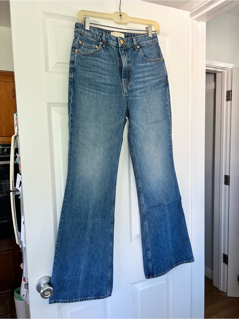 Ulla Johnson Medium Blue High-Rise Flared Jeans